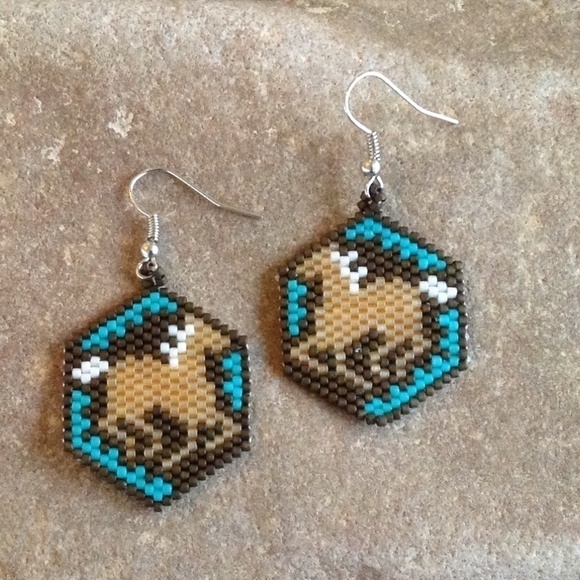 Running Horses Beaded Earrings, New, Handmade by Me - Picture 2 of 2